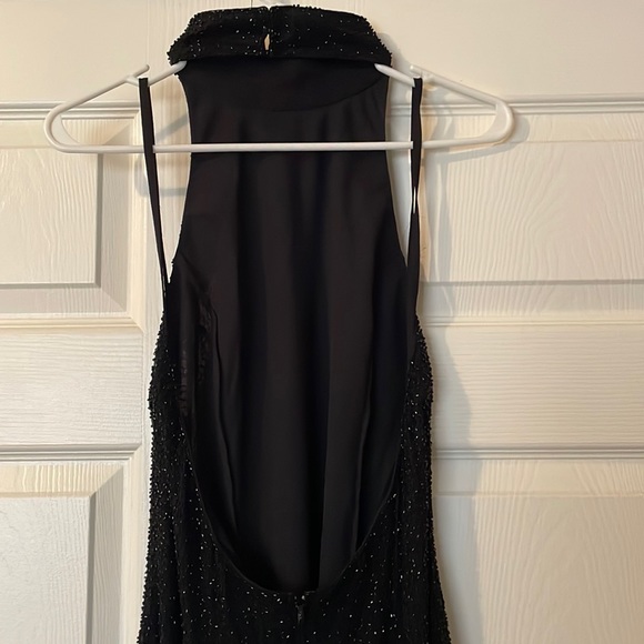 Special Occasion Black Beaded Maxi Halter Top Dress - Picture 3 of 7